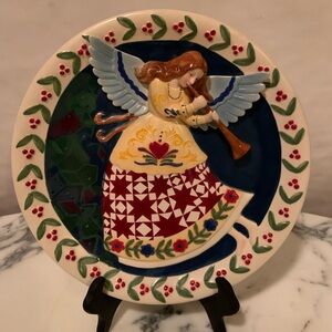 Vintage Jim Shore Heartwood Creek “Winter” Angel Plate 2004 3D Relief